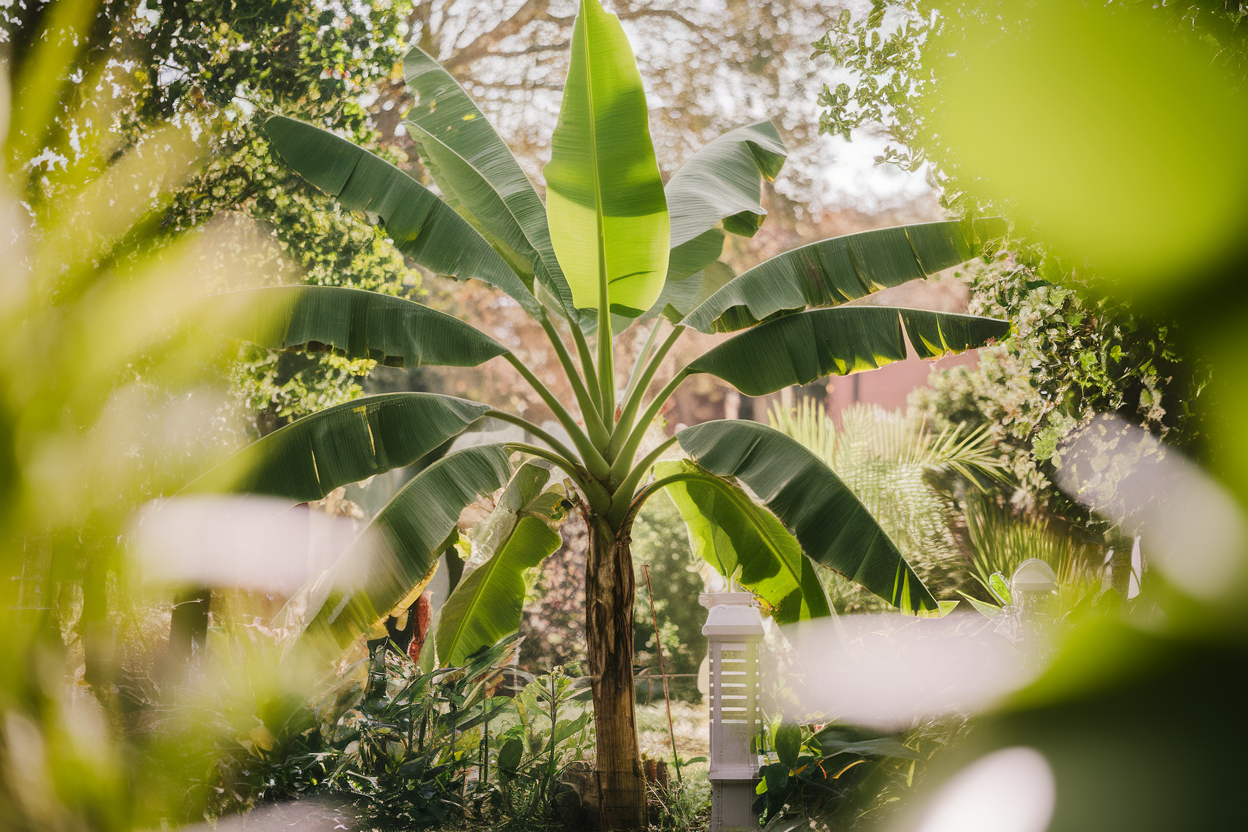 bananier-jardin-feuilles-vertes-lumiere